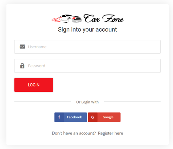 ตัวอย่างปุ่ม Login ด้วย Facebook และ Google